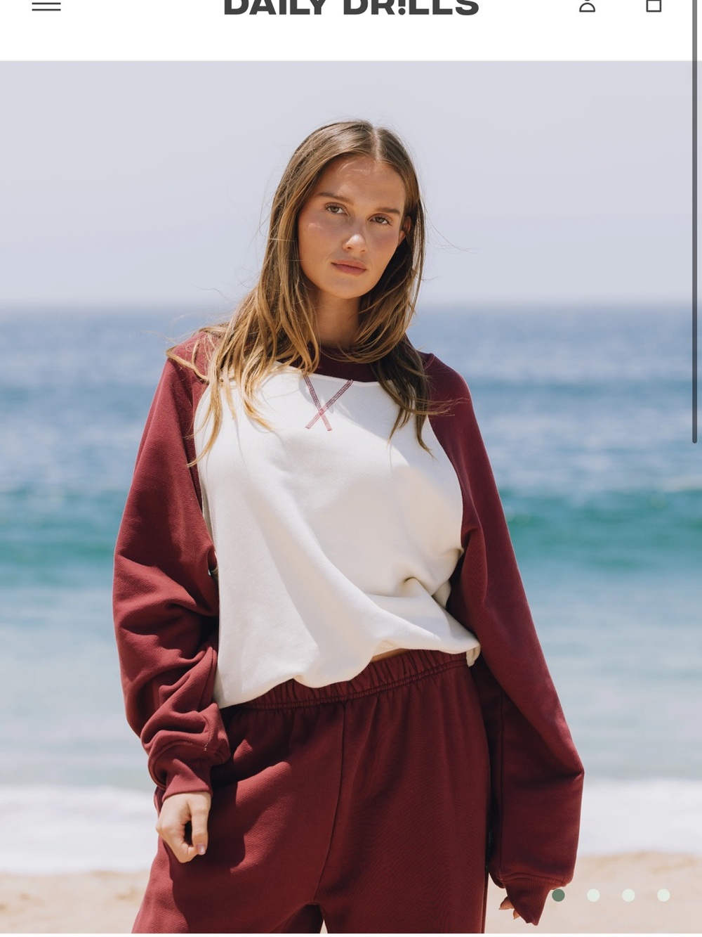 Daily Drills Women's Maroon and White Raglan Pullover
